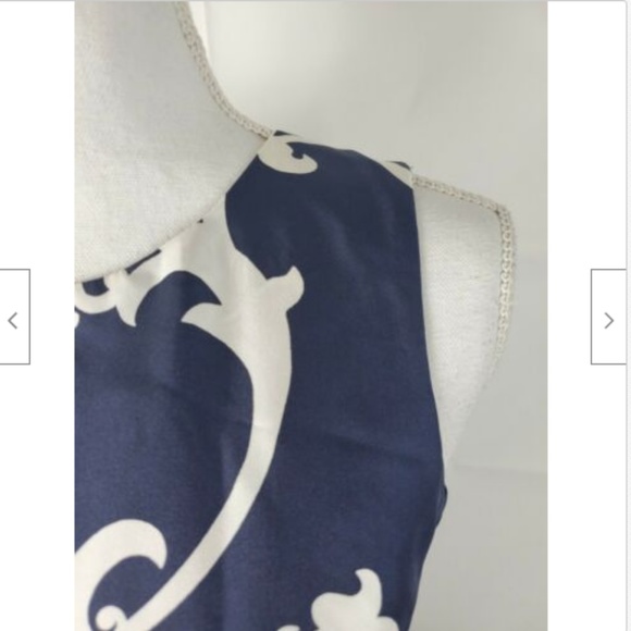 Banana Republic Dress 4 Silk Blue White Midi Lined - Picture 2 of 7